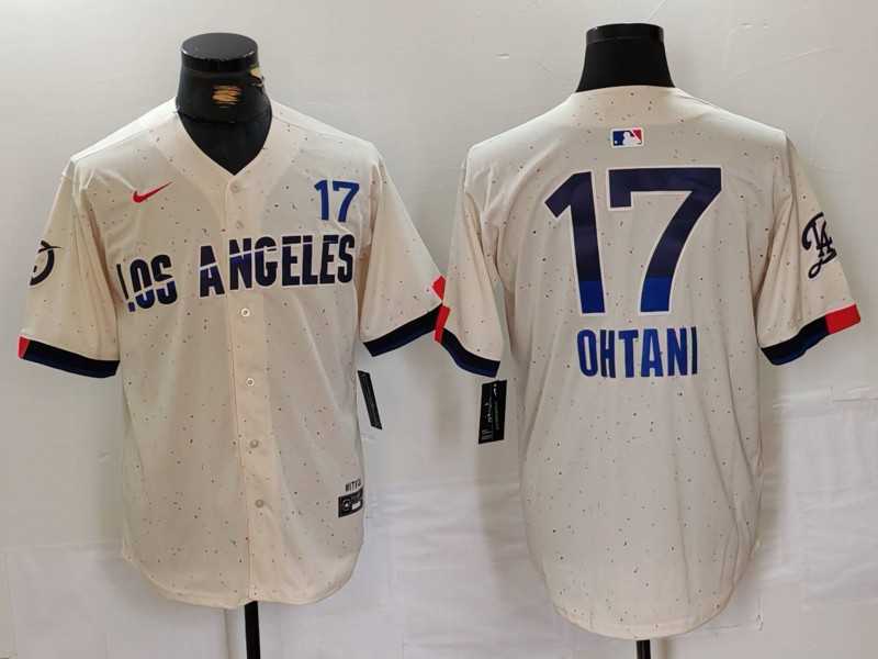 Mens Los Angeles Dodgers #17 Shohei Ohtani Cream 2024 City Connect Limited Jersey